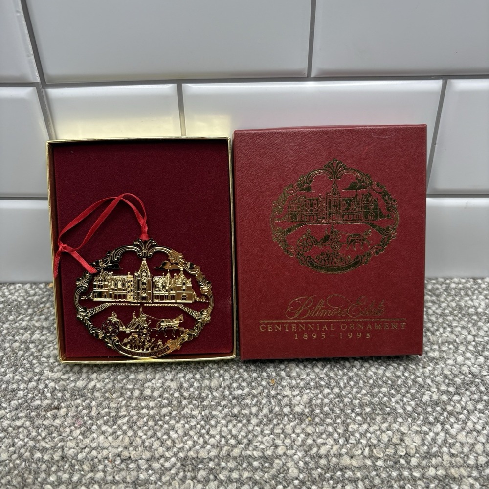 Vintage Biltmore Estate Centennial Ornament 24kt Gold Finish 1895-1995 Christmas